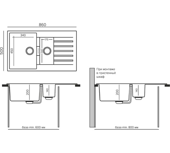 Кухонная мойка Tolero Loft TL-860 туман 943865