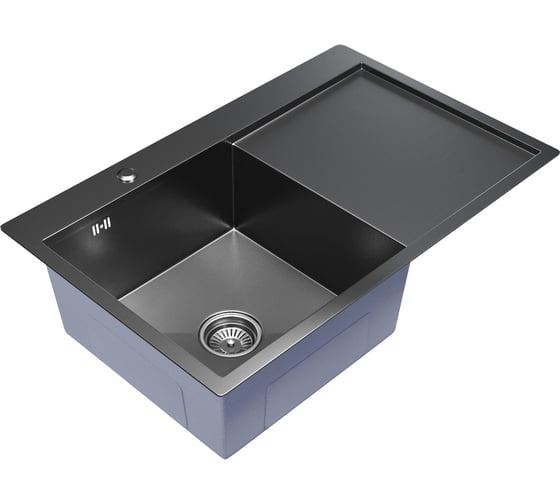 Мойка настольного монтажа MIXLINE 78x50 (3,0) лев. вып 3 1/2 pro 20см с сифоном (черный графит) 552922