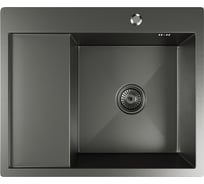 Мойка настольного монтажа MIXLINE 60x50 (3,0) прав. вып 3 1/2 pro 20см с сифоном (черный графит) 552929