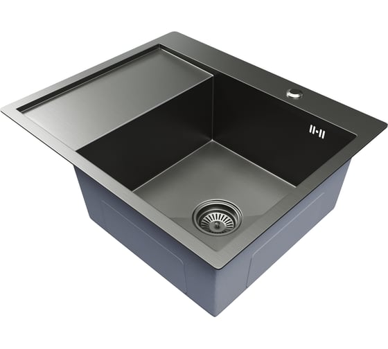 Мойка настольного монтажа MIXLINE 60x50 (3,0) прав. вып 3 1/2 pro 20см с сифоном (черный графит) 552929