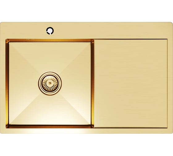 Мойка настольного монтажа MIXLINE 78x50 (3,0) лев. вып 3 1/2 pro 20см с сифоном (золото) 552918