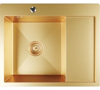Мойка настольного монтажа MIXLINE 60x50 (3,0) лев. вып 3 1/2 pro 20см с сифоном (золото) 552924