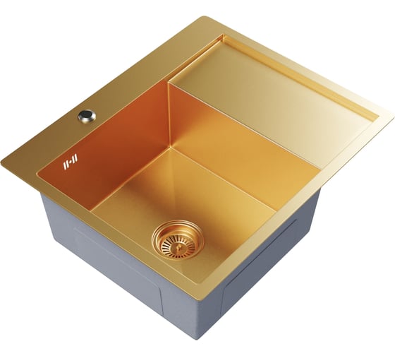 Мойка настольного монтажа MIXLINE 60x50 (3,0) лев. вып 3 1/2 pro 20см с сифоном (золото) 552924