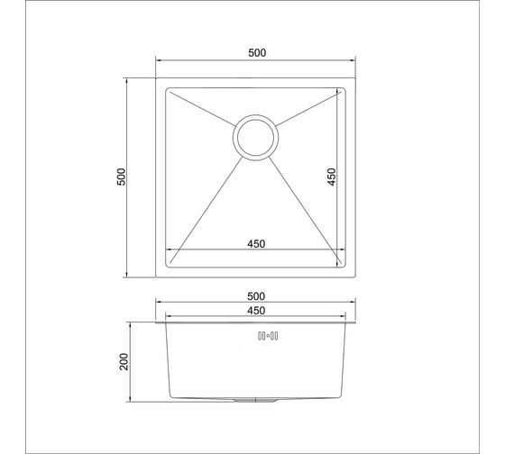 Мойка настольного монтажа MIXLINE 50x50 (3,0) вып 3 1/2 pro 20см с сифоном (сатин нано) 552930