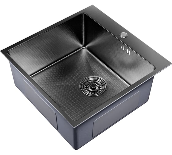 Мойка настольного монтажа MIXLINE 50x50 (3,0) вып 3 1/2 pro 20см с сифоном (черный графит нано) 552931
