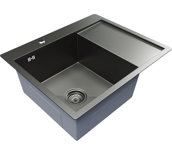 Мойка настольного монтажа MIXLINE 60x50 (3,0) лев. вып 3 1/2 pro 20см с сифоном (черный графит) 552926