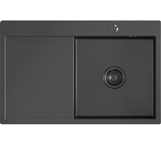 Мойка настольного монтажа MIXLINE 78x50 (3,0) прав. вып 3 1/2 pro 20см с сифоном (черный графит) 552923 1