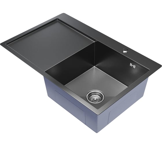 Мойка настольного монтажа MIXLINE 78x50 (3,0) прав. вып 3 1/2 pro 20см с сифоном (черный графит) 552923