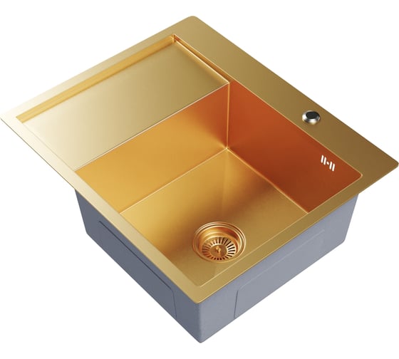 Мойка настольного монтажа MIXLINE 60x50 (3,0) прав. вып 3 1/2 pro 20см с сифоном (золото) 552927