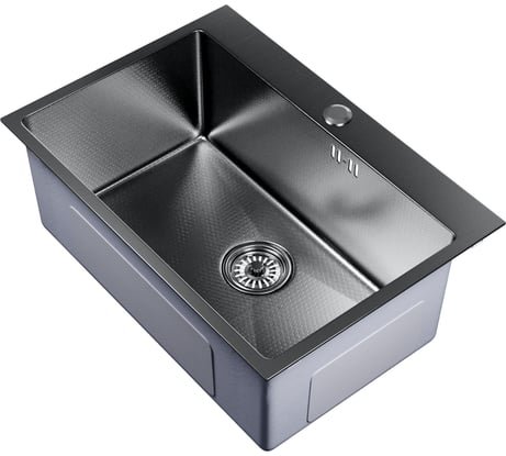 Мойка настольного монтажа MIXLINE 65x45 (3,0) вып 3 1/2 pro 22см с сифоном (черный графит нано) 552937