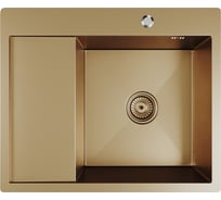 Мойка настольного монтажа MIXLINE 60x50 (3,0) прав. вып 3 1/2 pro 20см с сифоном (бронза) 552928