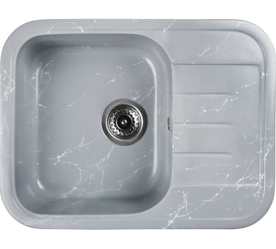 Мойка для кухни из искусственного камня WISENT мрамор серо-белый беларусь 455x600x200 WB20-17/WGER013