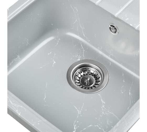 Мойка для кухни из искусственного камня WISENT мрамор серо-белый беларусь 455x600x200 WB20-17/WGER013