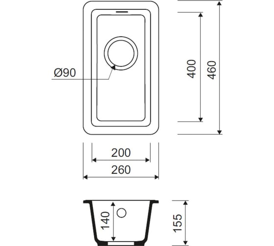 Кухонная мойка IDDIS Tanto Granucryl для подстольного монтажа черный TU1B261i87