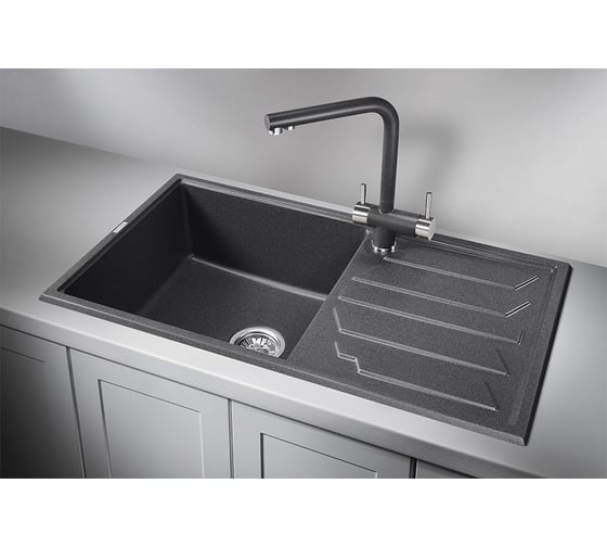 Кухонная кварцевая мойка GRANULA GR-8601 графит