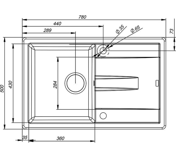 Кухонная мойка IDDIS Vane G Granucryl одна чаша 780x500 мм шоколад V33C781i87