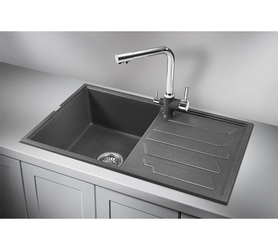 Мойка кухонная кварцевая GRANULA GR-8002 графит 8002_ГРАФИТ