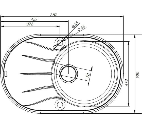Кухонная мойка IDDIS Kitchen G Granucryl 770x500 мм черный K11B771i87
