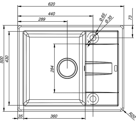 Кухонная мойка IDDIS Vane G Granucryl 620x500 мм черный V06B621i87