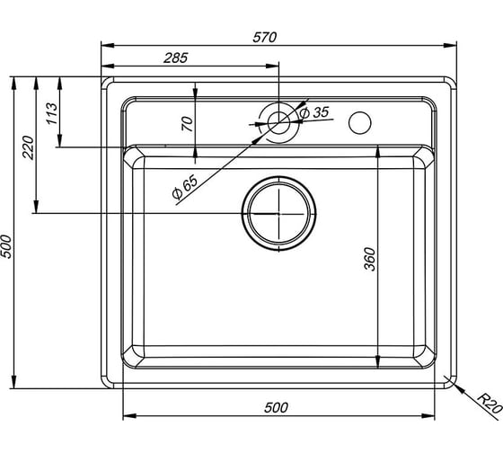 Кухонная мойка IDDIS Vane G Granucryl одна чаша 570x500 мм шоколад V31C571i87