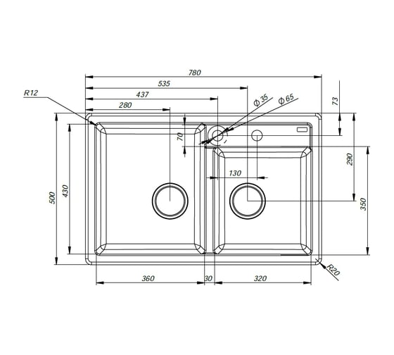 Мойка IDDIS Vane G granucryl, сафари, 2 чаши, 780х500 V24S782i87
