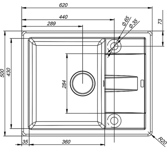 Мойка IDDIS Vane G granucryl, сафари, 620х500 V09S621i87