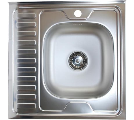 Нержавеющая мойка Владикс V-403 накладная 600х600 мм, 0,4 мм, правосторонняя 023-3333