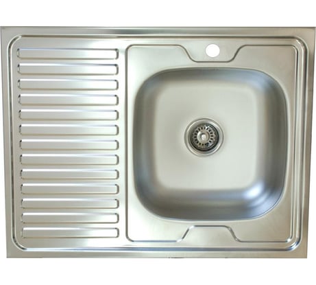 Нержавеющая мойка Владикс V-401 накладная 800х600 мм, 0,4 мм, правая 023-3335