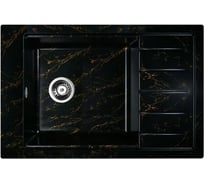 Мойка для кухни из искусственного камня WISENT мрамор черно-золотой (беларусь) 510x780x220 WB28-14/WGER013
