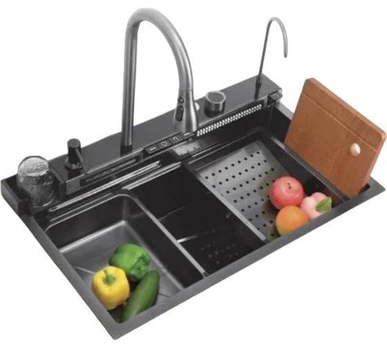Мойка врезная многофункциональная Cerutti SPA gloria 75x46 см глубина 22 см нержавеющая сталь, цвет черный 10022