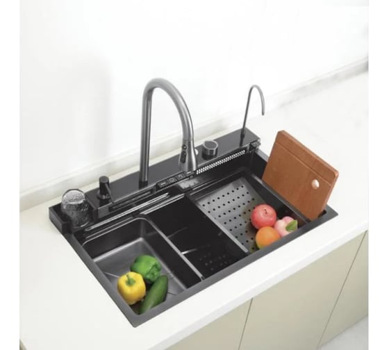 Мойка врезная многофункциональная Cerutti SPA gloria 75x46 см глубина 22 см нержавеющая сталь, цвет черный 10022