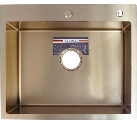 Кухонная мойка Gerhans Премиум 600х500 мм, 3 мм, глубина 220 мм, нержавеющая сталь, золотой сатин K36050G 11079