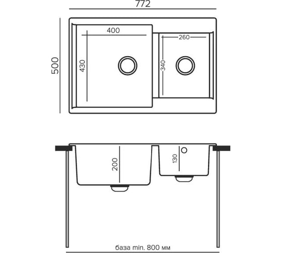 Кухонная мойка Polygran brig-772 №328 опал 621534
