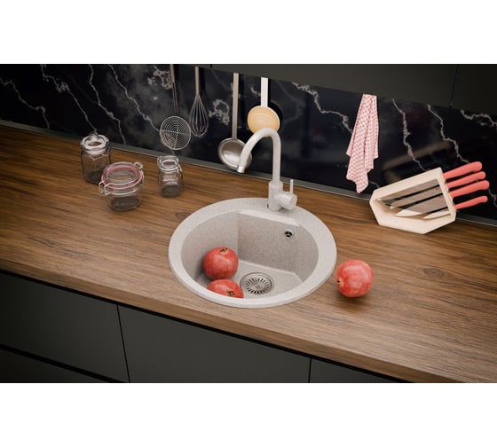 Кухонная мойка Polygran atol-520 №327 кремовый 854796