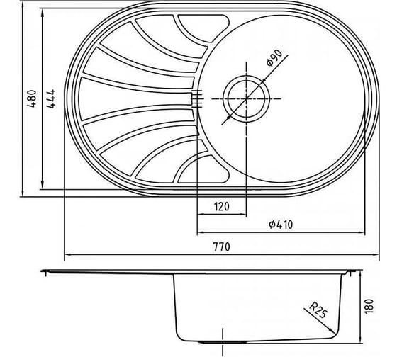 Мойка IDDIS Suno S с сифоном s11ups0i84, нержавеющая cталь, шелк, 770х480 мм SUN77SDi77S