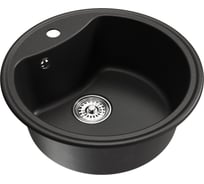Мойка MIXLINE ML-GM09 круглая, ультра-черная 344, 510 мм глубина чаши 190 NEW 551805