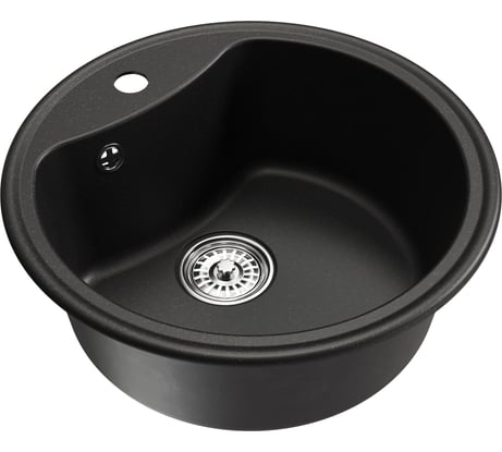 Мойка MIXLINE ML-GM09 круглая, ультра-черная 344, 510 мм глубина чаши 190 NEW 551805