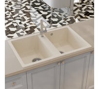 Мойка MIXLINE ML-GM23 двухчашевая, бежевая 328, 770х500х190 мм NEW 552040