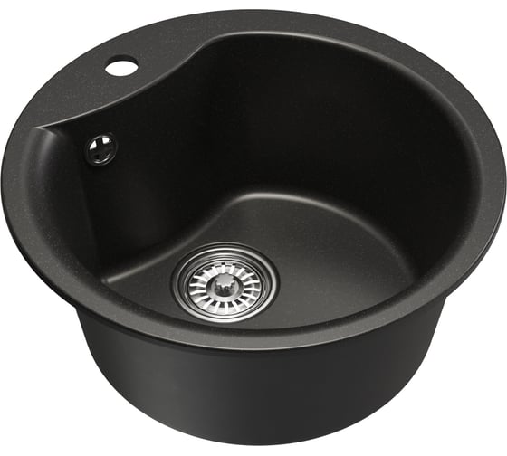 Мойка MIXLINE ML-GM12 круглая, ультра-черная 344, 480 мм глубина чаши 210 NEW 551841