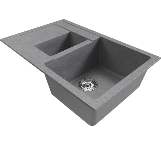 Мойка MIXLINE ML-GM22 двухчашевая с крылом, графит 342, 770х500х195мм 552031