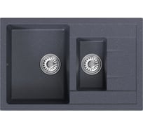 Мойка MIXLINE ML-GM22 двухчашевая с крылом, антрацит 343, 770х500х195мм 552032