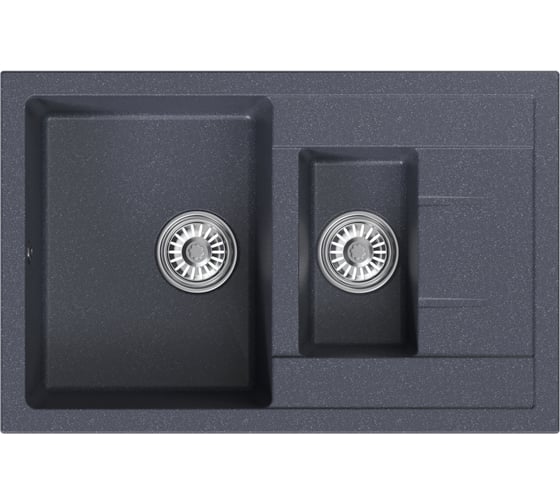Мойка MIXLINE ML-GM22 двухчашевая с крылом, антрацит 343, 770х500х195мм 552032 1