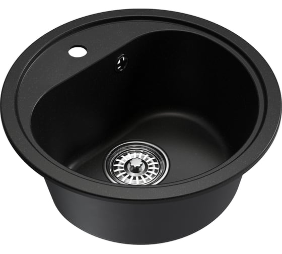Мойка MIXLINE ML-GM10 круглая, ультра-черная 344, 440мм глуб. чаши 180 NEW 551817