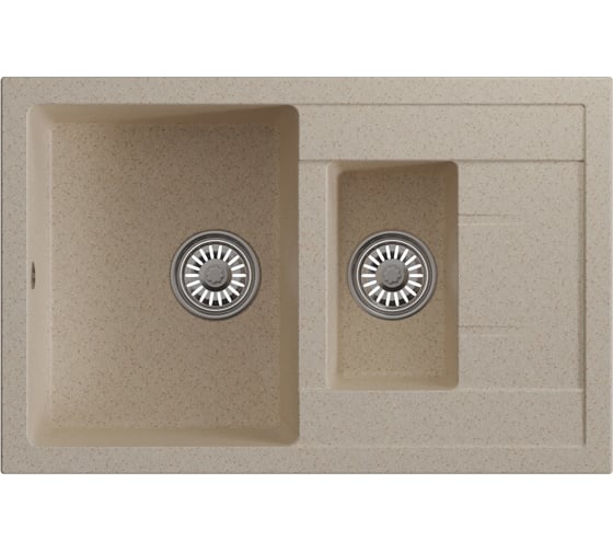 Мойка MIXLINE ML-GM22 двухчашевая с крылом, бежевая 328, 770х500х195мм 552028 1
