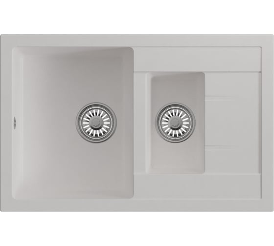 Мойка MIXLINE ML-GM22 двухчашевая с крылом, ультра-белая 341, 770х500х195мм 552030 1