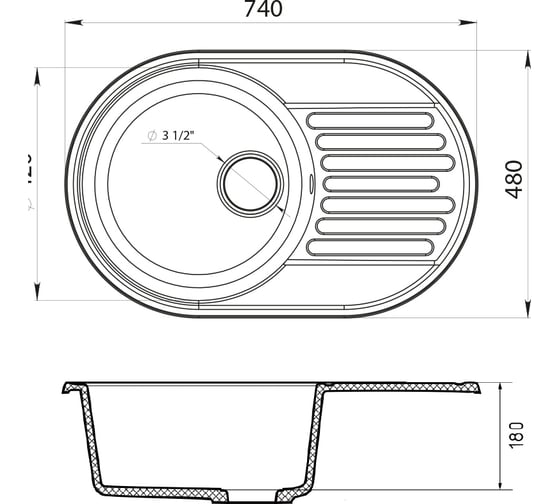 Кухонная мойка LEX Como 740 Deep Grey RULE000164