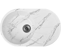 Мойка из искусственного камня WISENT для кухни Мрамор Бело-черный (БЕЛАРУСЬ) 455x735x215 WA02-12/WGER013