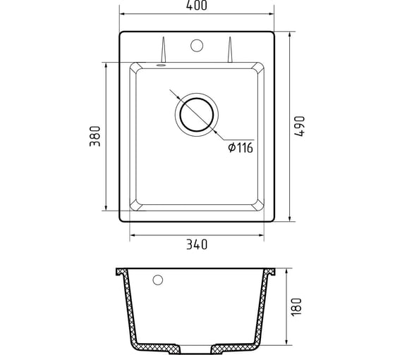 Мойка GranFest URBAN 240 1-чаша 400х490 мм, песочный арт.GF-UR- 240 песочный