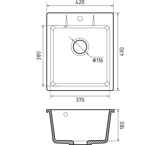 Мойка GranFest URBAN 242 1 чаша, 420х490 мм GF-UR-242 песочный