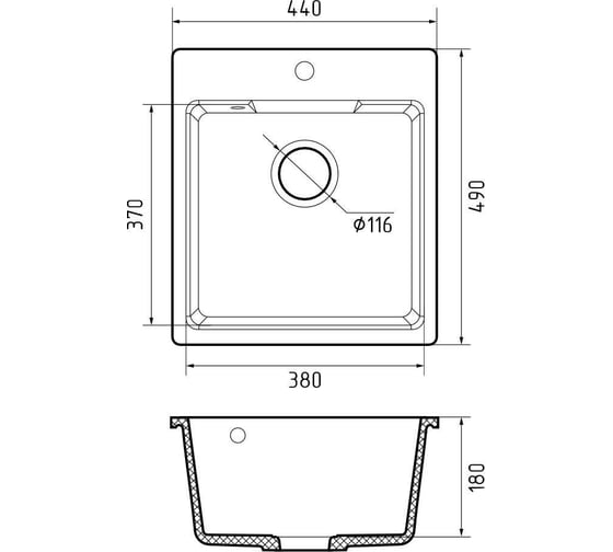 Мойка GranFest URBAN 644 1 чаша, 440х490 мм GF-UR-644 песочный